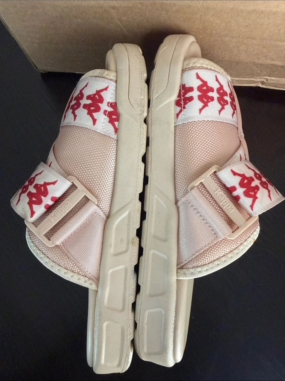 Kappa 222 Banda Mitel 1 Slides Pink Slide Sandals with Red Logo Strap